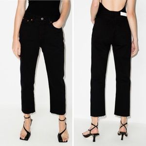 Re/Done Stove Pipe High-Rise Black Jeans Size 28